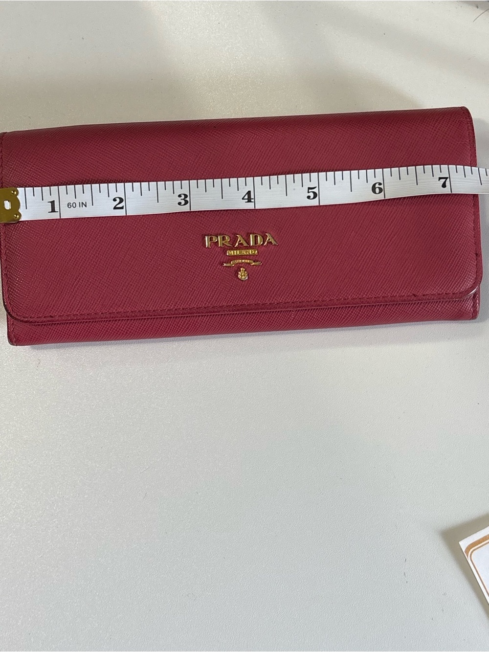 Prada Pink Saffiano Leather Trifold Wallet with Gold Logo - Picture 12 of 12